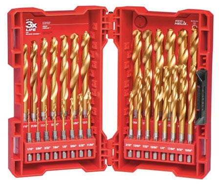 Milwaukee 48894632 1/16 to 1/2 Black Oxide Titanium Coated 135D Split Point Variable Helix Impact Duty Drill Bit Set