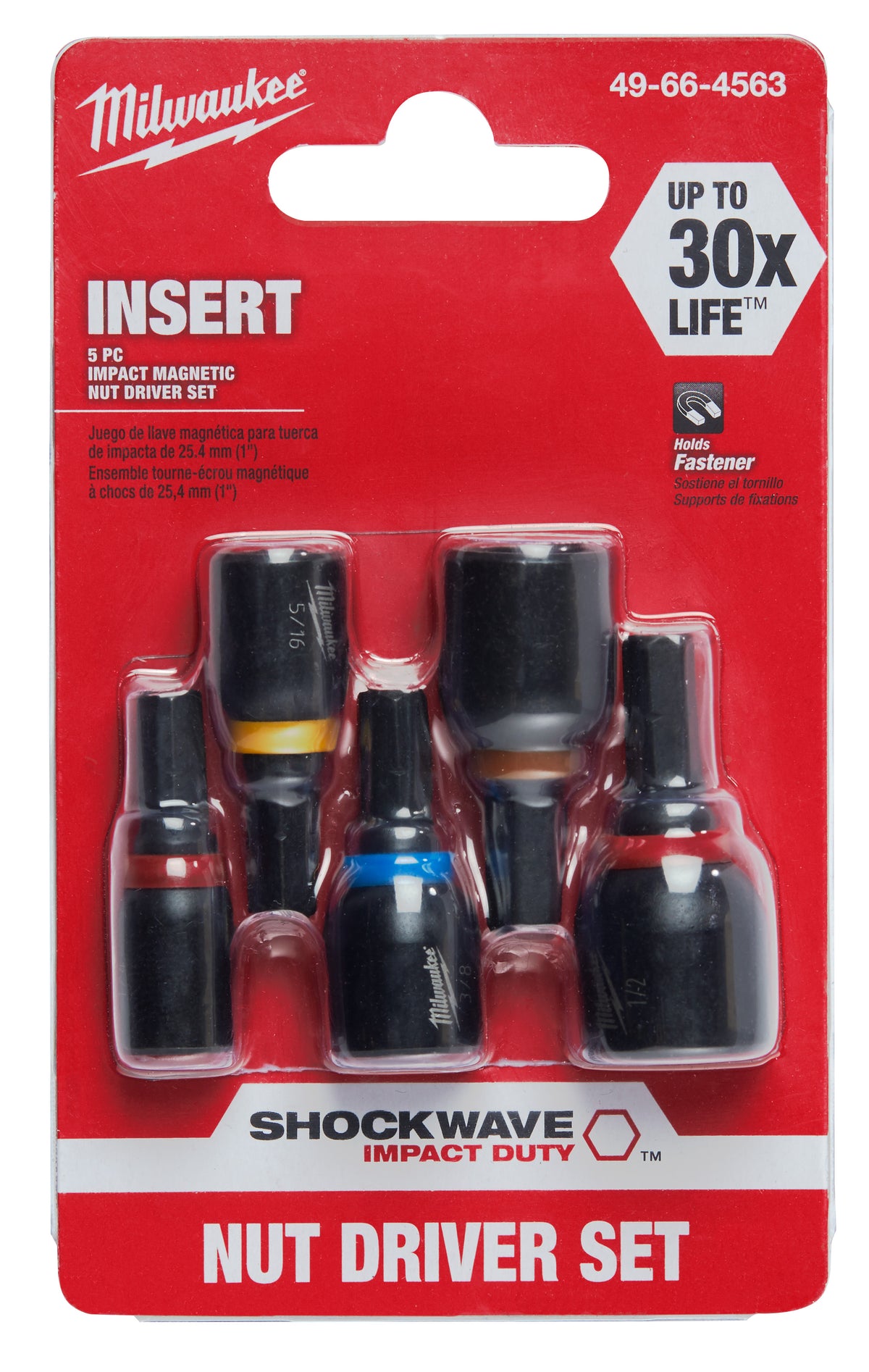 Milwaukee 49-66-4563 SHOCKWAVE Insert Nut Driver Set 5 PC