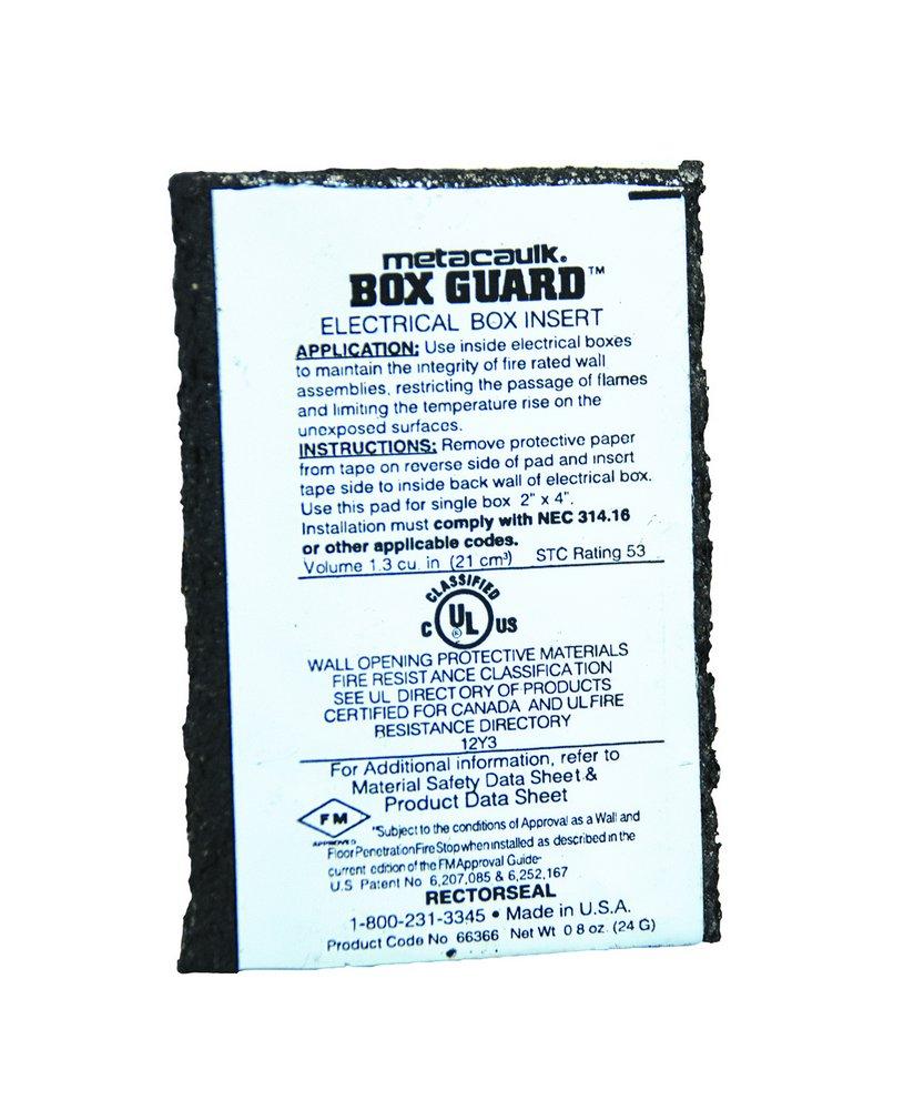 Rectorseal 66366 Metacaulk Box Guard 4 x 10 x 4 in Single Box Fire Rated Insert