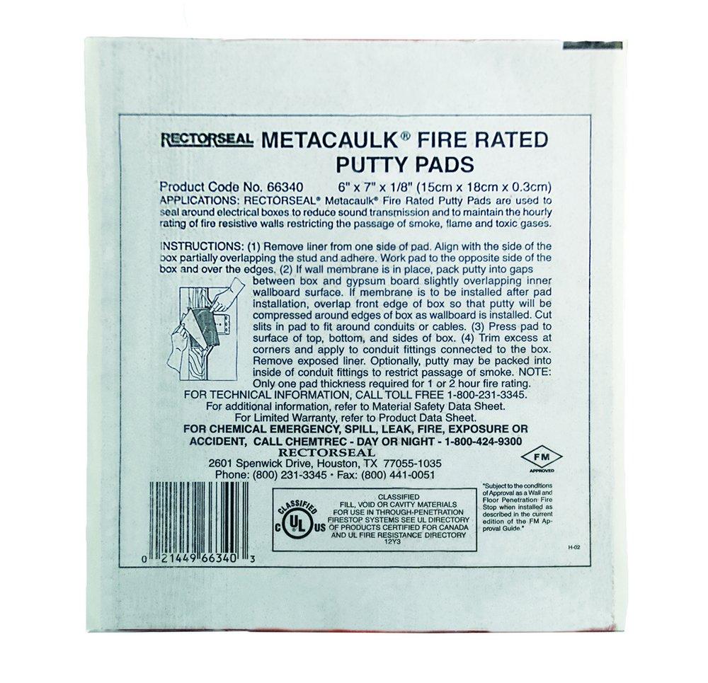 Rectorseal 66340 Metacaulk 6 x 7 in. Fire Rated Putty Pad