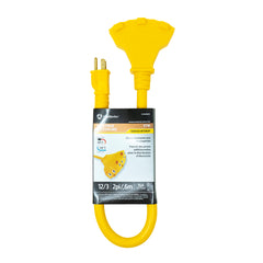 Southwire 4112SW8802 12/3 2' STW Yellow Tri-Source Water Resistant Extension Cord