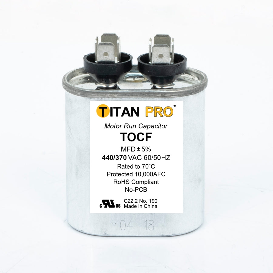 Diversitech TOCF7.5 Run Capacitor 7.5 mfd 440/370V Oval Single Section Titan Pro