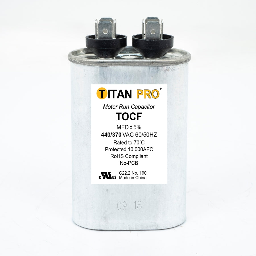 Diversitech TOCF20 Run Capacitor, 20 mfd 440/370V Oval Single Section Titan Pro