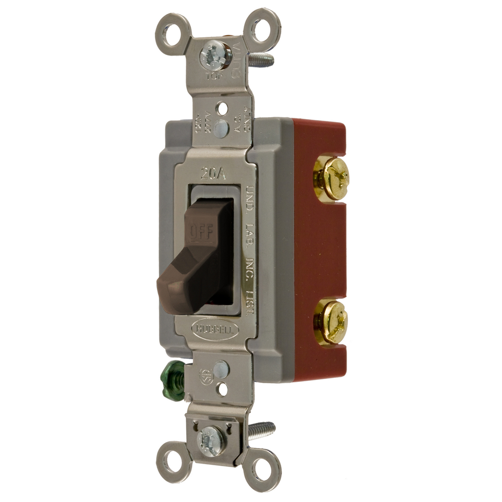 Hubbell HBL1221 20A 120/277V SP Brown Toggle Switch Extra Heavy Duty Industrial Series