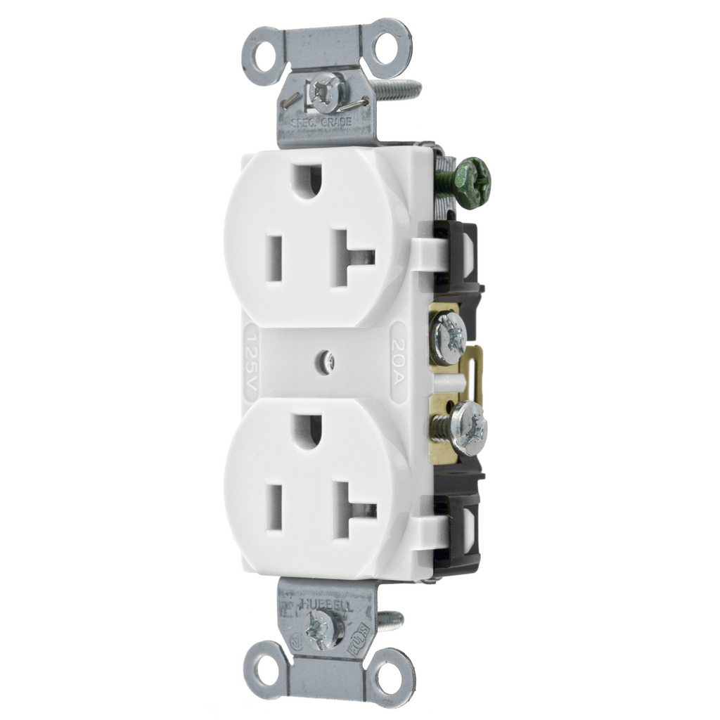 Hubbell CR20WHI Duplex Receptacle 20A 125V