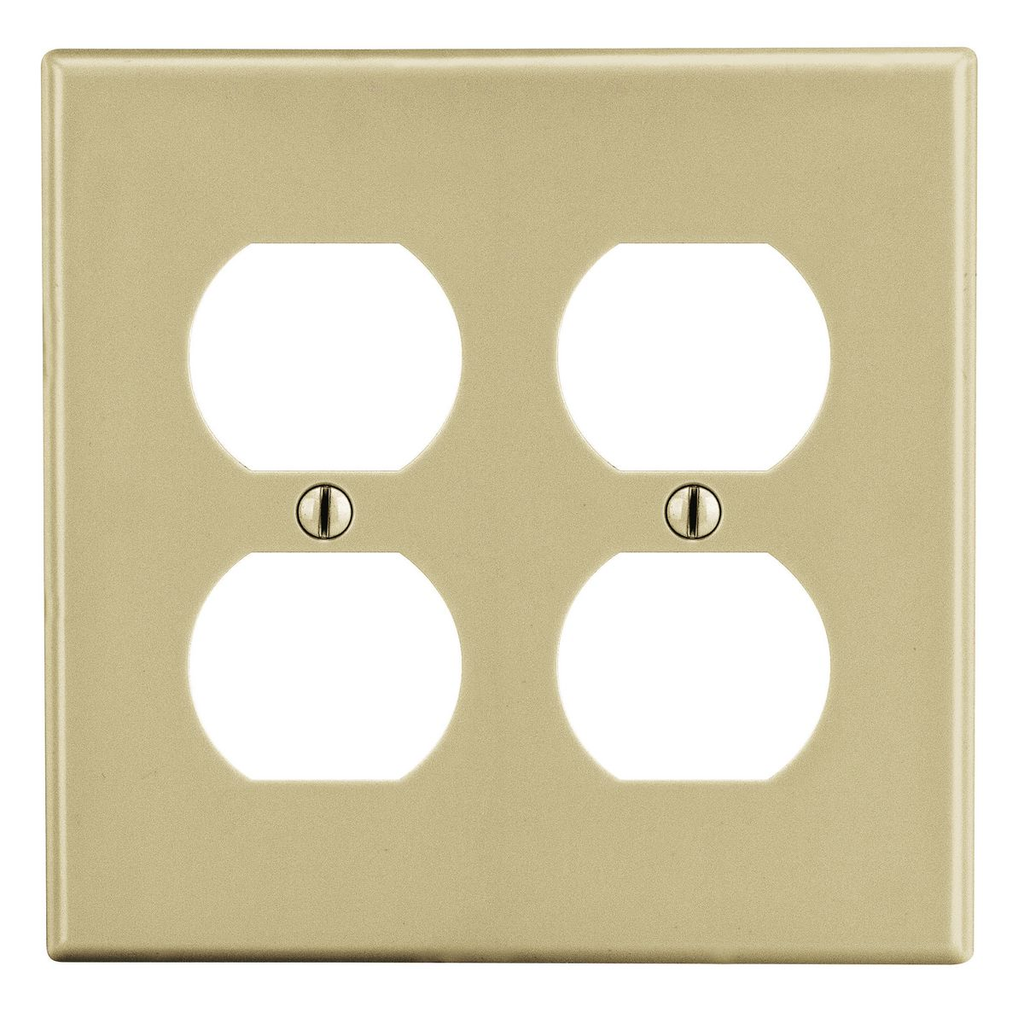 Hubbell Wiring Device-Kellems P82I HWDK P82I Wallplate, 2-Gang, 2) Duplex, Ivory