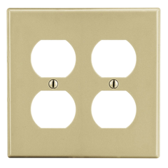 Hubbell Wiring Device-Kellems P82I HWDK P82I Wallplate, 2-Gang, 2) Duplex, Ivory