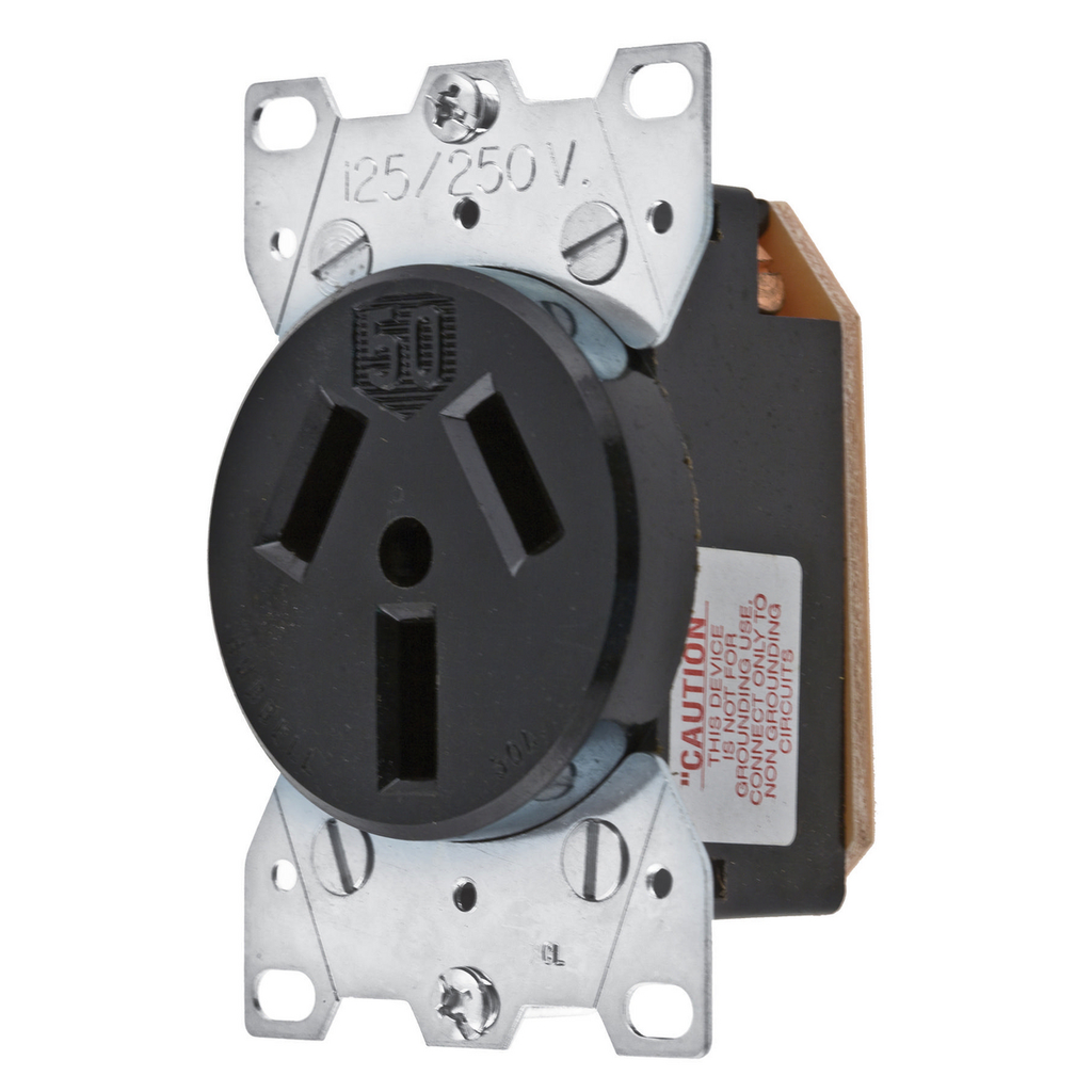 Hubbell HBL7962 50 Amp 12/250 Volt 3-Pole 3-Wire NEMA 10-50R Black Straight Blade Receptacle