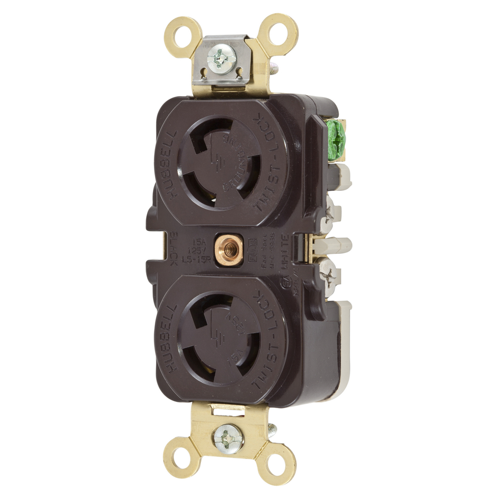 Hubbell Wiring Device-Kellems HBL4700 15A 125V Twist-Lock Brown Duplex Receptacle