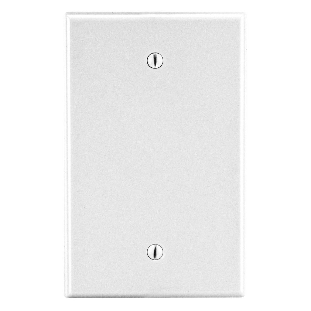 Hubbell PJ13W 1-Gang Blank Wallplate, Mid-Size, Nylon, White