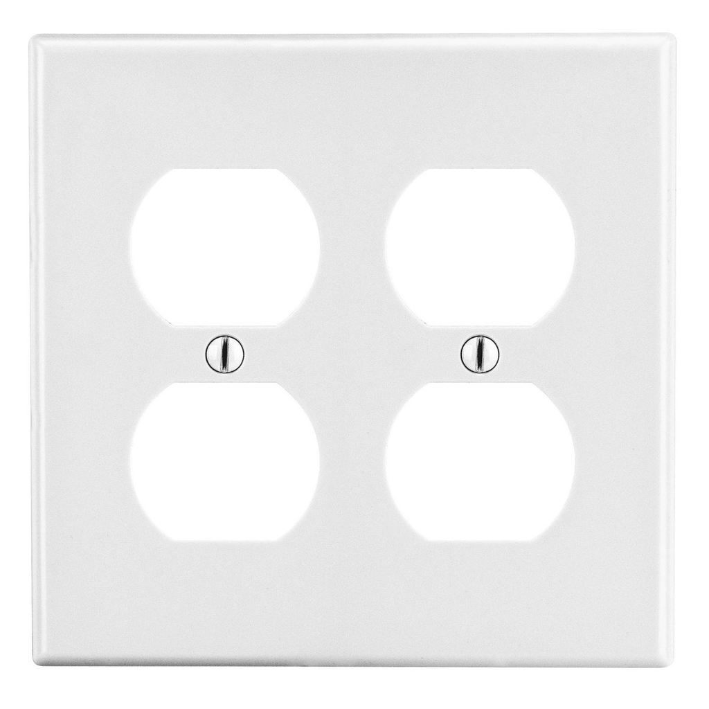 Hubbell Wiring Device-Kellems P82W 2-Gang White Nylon Standard 2-Duplex Receptacle Screw Mount Wallplate