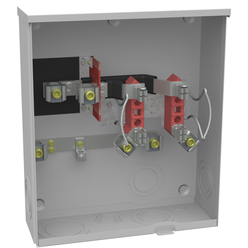 Milbank U1980-O Single Position Meter Socket 200 Amp 1 Phase Ringless No Bypass 4 Term UG with Side Wireway 600V Triplex