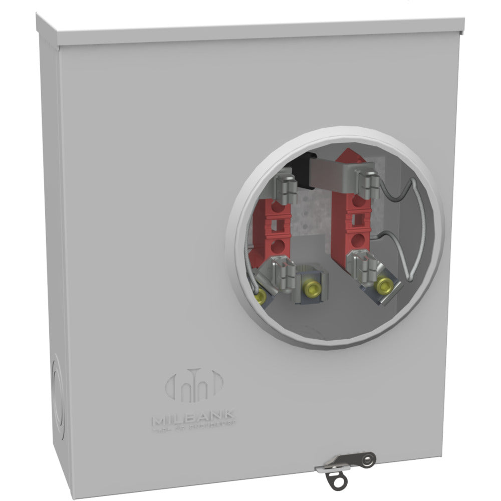 Milbank U1980-O Single Position Meter Socket 200 Amp 1 Phase Ringless No Bypass 4 Term UG with Side Wireway 600V Triplex