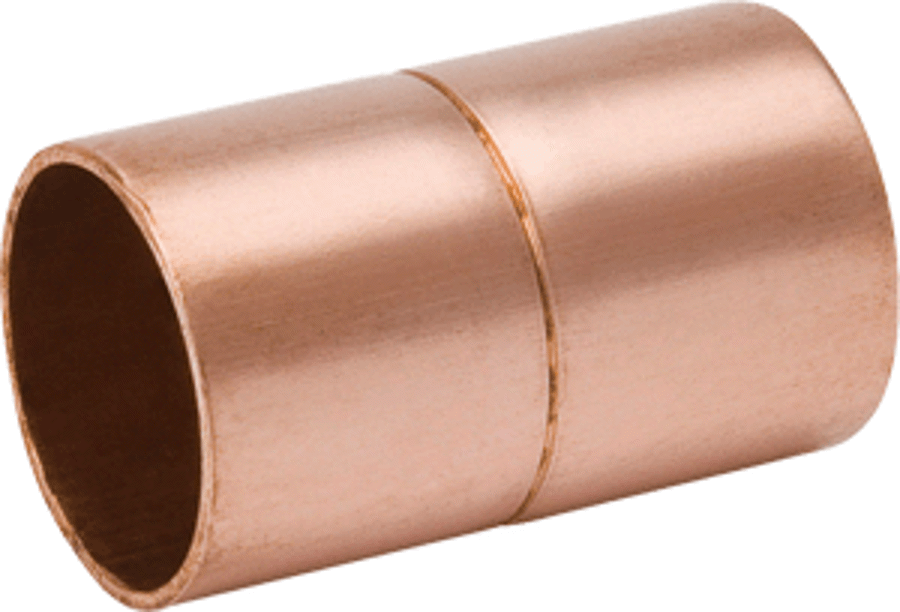 Mueller W01028 Copper Coupling, 3/4 OD (C x C) Rolled Stop