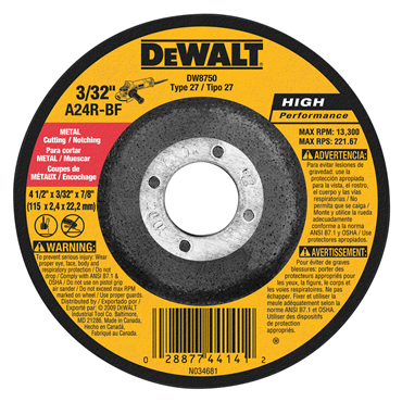 DeWalt DW8750 Type 27 High Performance Metal Cut-Off Wheel