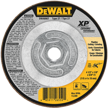 DeWalt DWA8907 4-1/2 x 1/8 x 5/8-11 Ceramic Abrasive