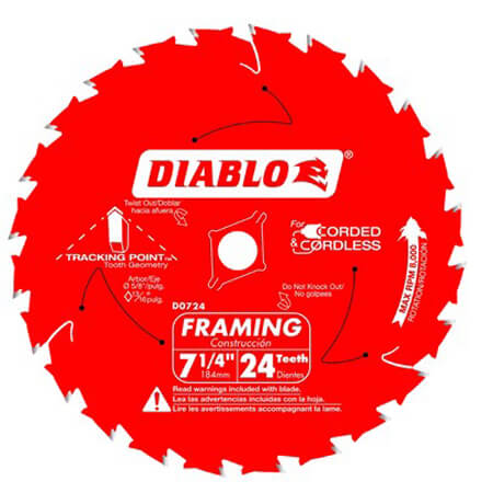 Diablo D0724W 7-1/4 24 Tooth Wormdrive Framing Saw Blade