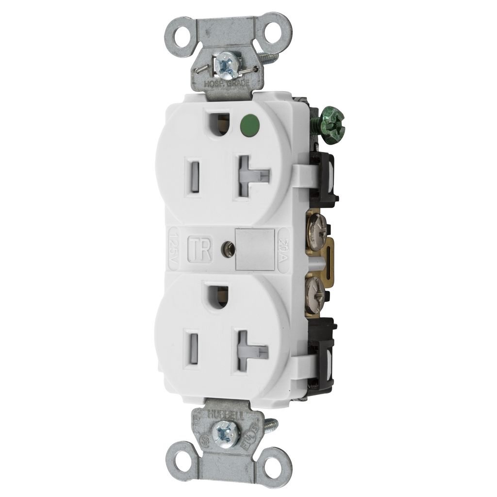 Hubbell Wiring Device-Kellems 8300WTRA Straight Blade Device 20A 125V Duplex Receptacle