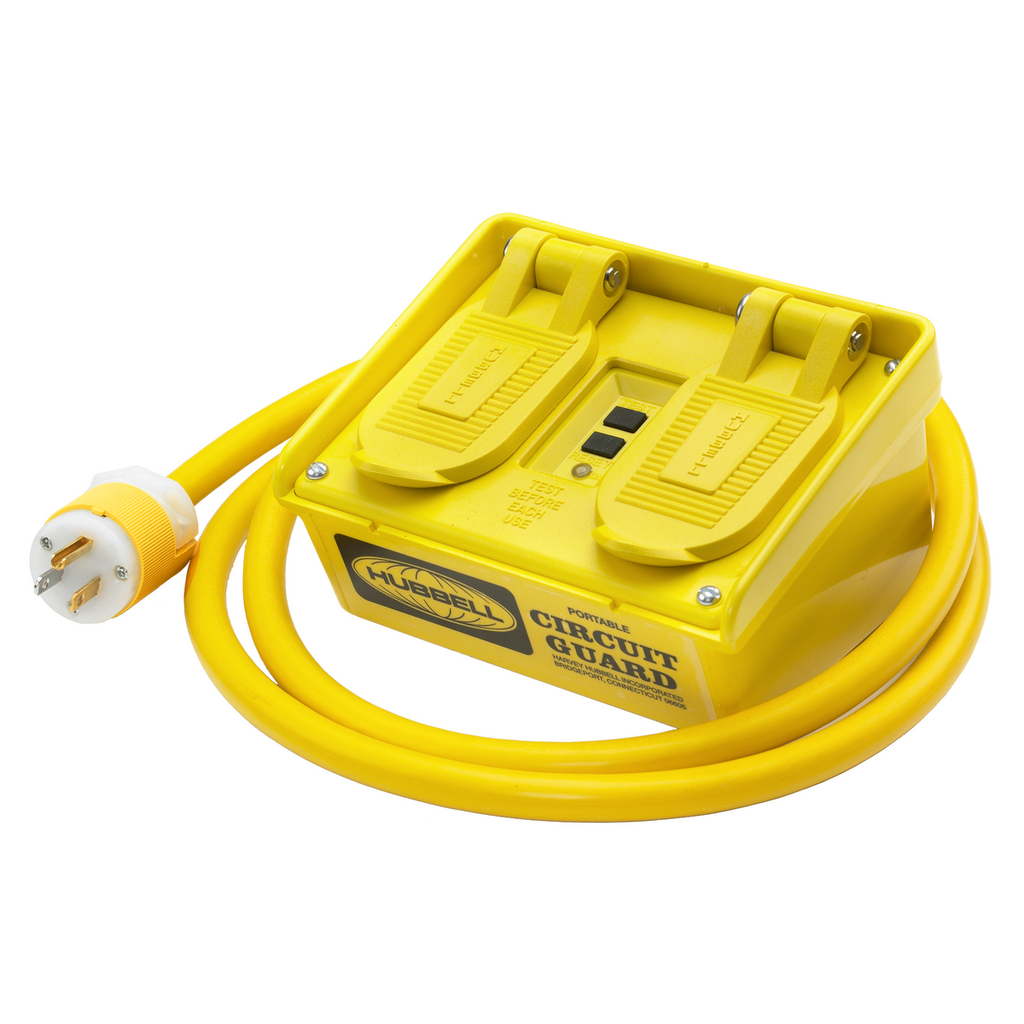 Hubbell GFP15M 15 Amp 120 VAC 5-15R Yellow Manual Set Multiple Outlet Portable GFCI