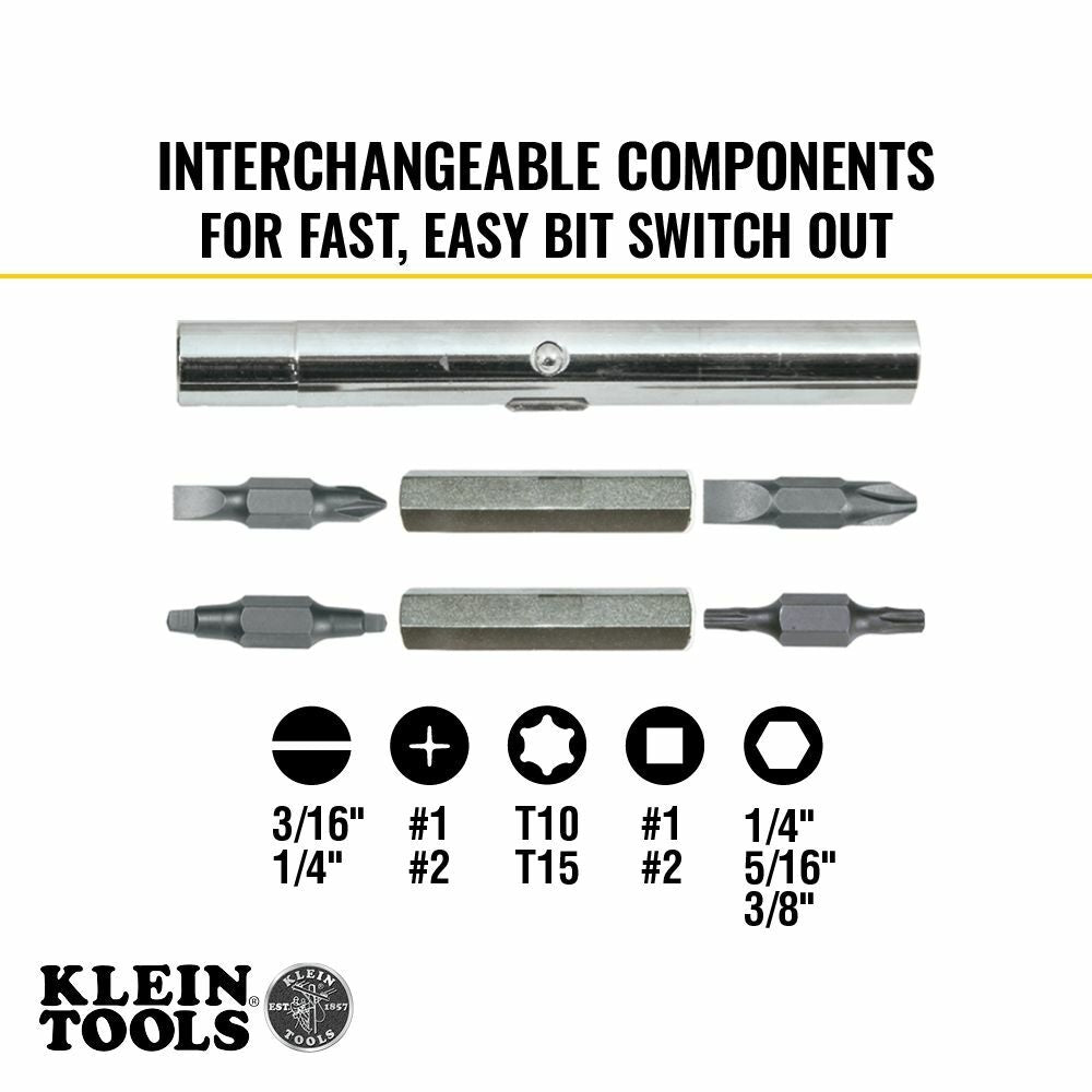 Klein Tools 32500 Multi-Bit Screwdriver / Nut Driver, 11-in-1