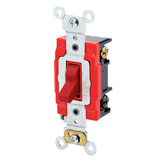 Leviton 1223-2R 20amp 3-Way Extra Heavy-Duty Industrial Spec Grade Toggle Switch Red