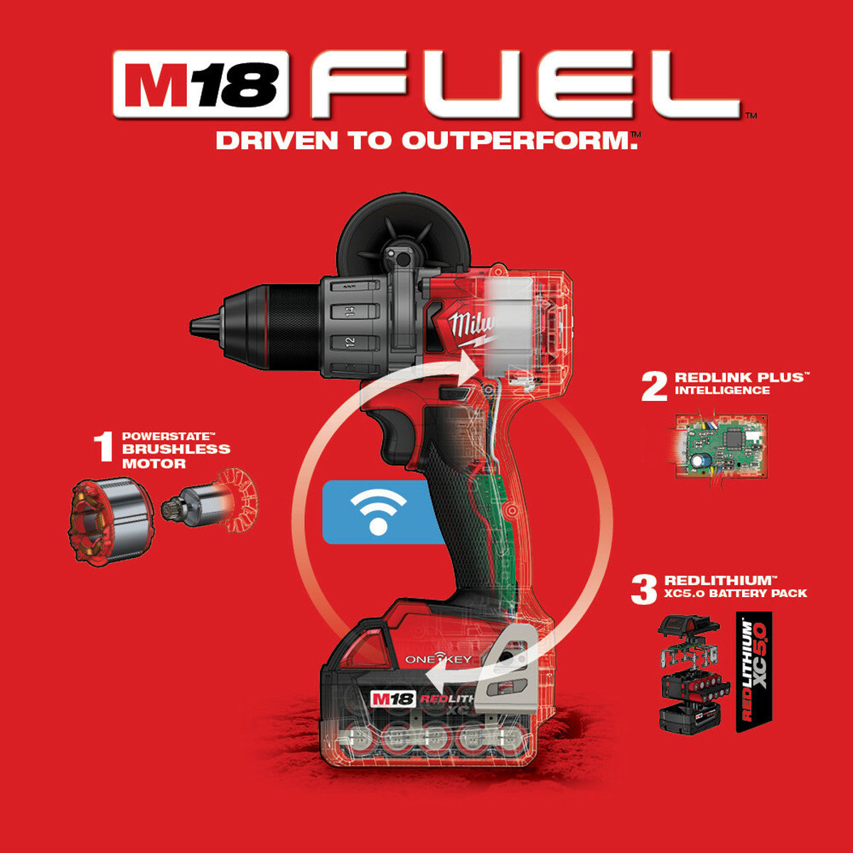 Milwaukee 280522 M18 FUEL 1/2 Drill w/ ONE-KEY