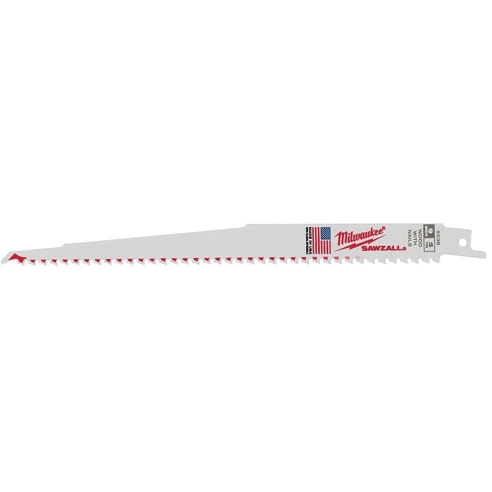 Milwaukee 48017036 Sawzall 9 in. 5 TPI Wood Blade Bulk 100