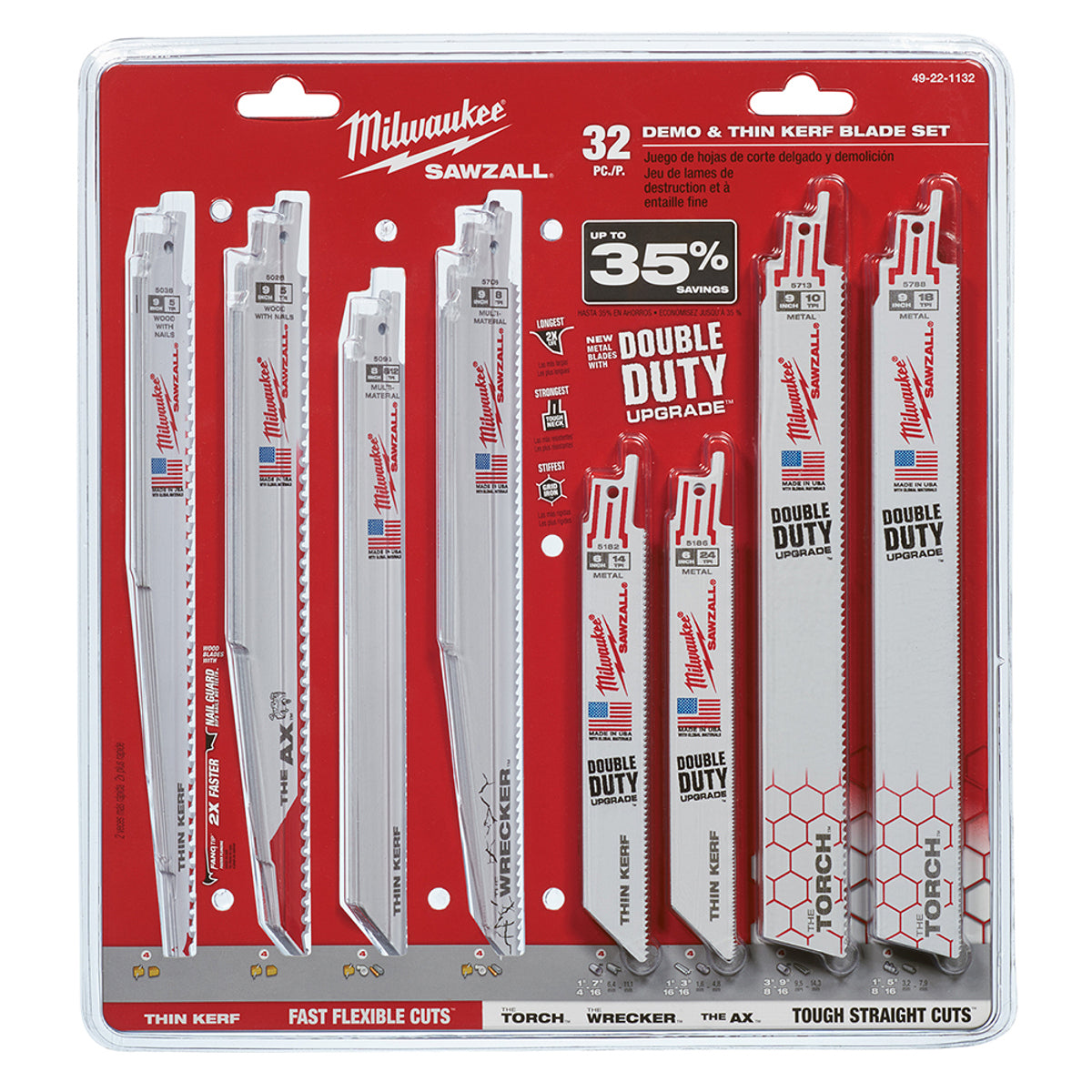 Milwaukee 49-22-1132 Mega SAWZALL Blade Kit (32-Piece) Replacement MPN