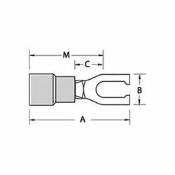 ABB 14RB-10FL Thomas & Betts 18 to 14 AWG #10 Stud Blue Electrotinned Copper Vinyl Insulated Locking Fork Terminal