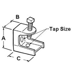 Bridgeport 953 Clamp, Beam, Insulator Support, Malleable Iron, Tap Size UNC 3/8-16