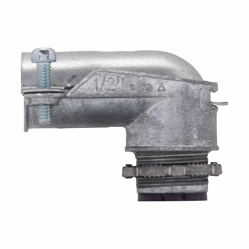 Crouse-Hinds 1736DC Insulated Squeeze Conduit Connector, 1/2 in, 90 Deg, Die Cast Zinc