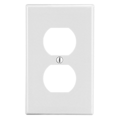 Hubbell PJ8W 1-Gang Duplex Wallplate, Mid-Size, White