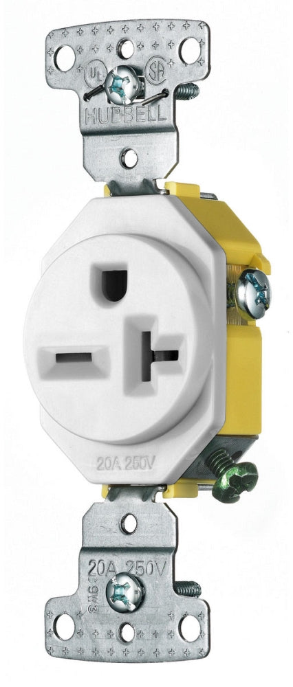 Hubbell Wiring Device-Kellems RR205W Single Receptacle 20A 250V