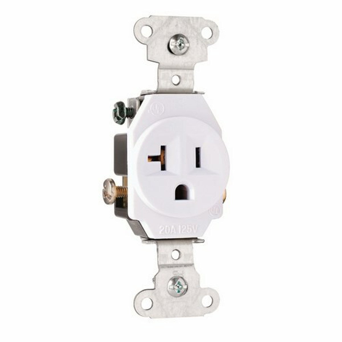 Legrand-Pass & Seymour 5351W Heavy-Duty Spec Grade Single Receptacle Side Wire 20amp 125volt White