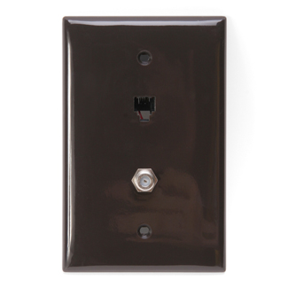 Leviton 40539-CMB Midsize Wall Jack 6P4C X F Connector Brown