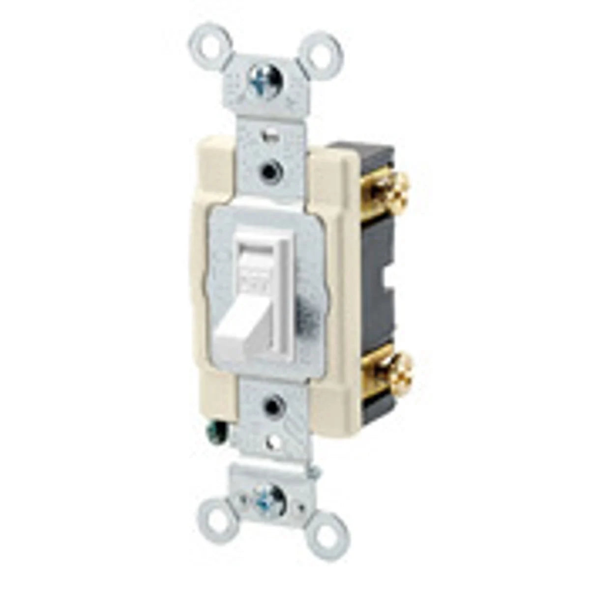 Leviton 54501-2W 15 Amp 120/277 Volt Toggle Framed Single-Pole AC Quiet Switch Commercial Grade Grounding