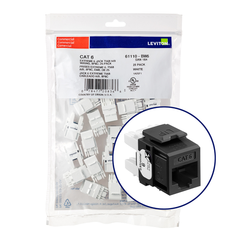 Leviton 61110-BE6 eXtreme CAT6 QuickPort Jack QuickPack, 25-Pack, Black