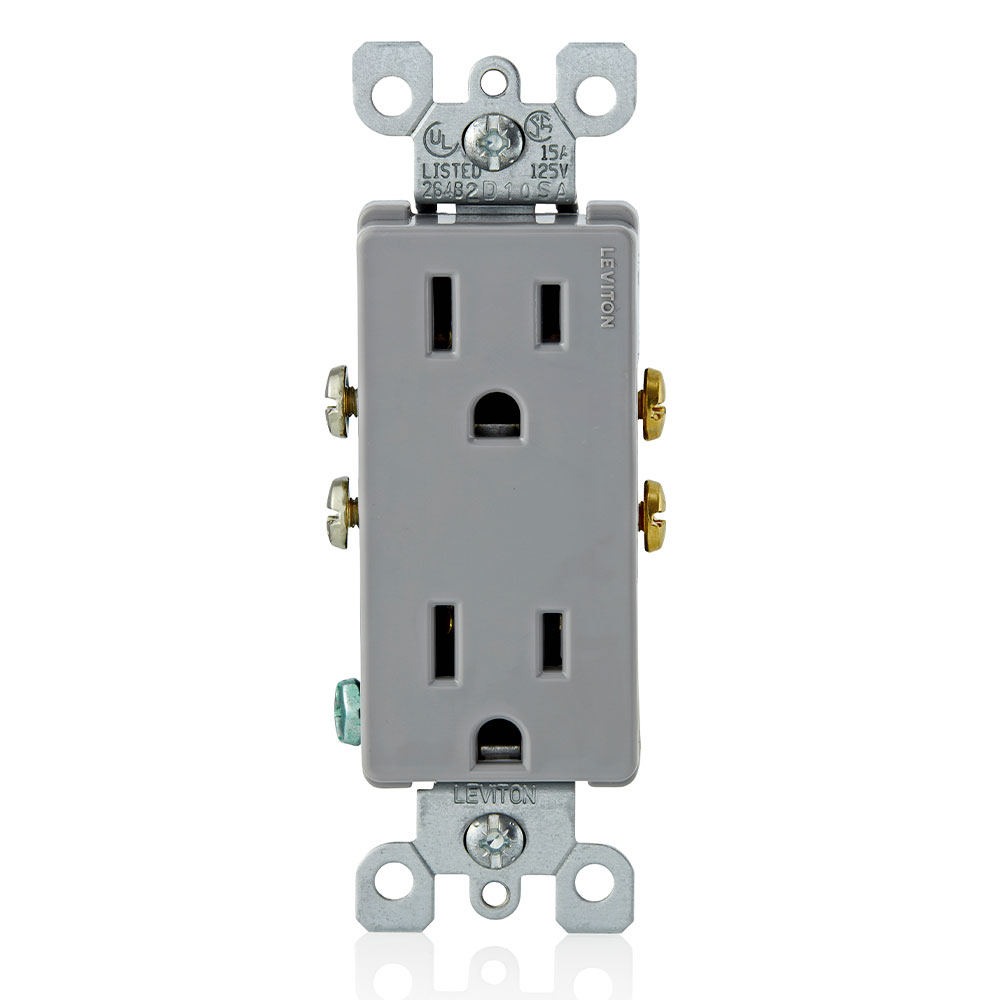 Leviton 5325-GY 15 Amp 125 Volt Decora Duplex Receptacle Gray