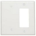 Leviton 80608-W 2-Gang 1-Blank 1-Decora/GFCI Device Combo Wallplate Midway Size