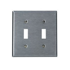 Leviton 84009-40 2-Gang Toggle Device Switch Wallplate 302 Stainless Steel