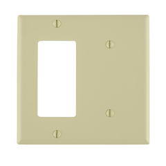 Leviton 80708-I Wall Plate Combo 2-Gang 1-Blank 1-Decora/GFCI Device