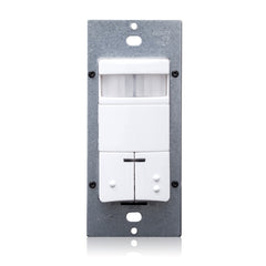 Leviton ODS0D-IDW Dual-Relay Passive Infrared Wall Switch Occupancy Sensor 180 Degree 2100 sq. ft. Coverage