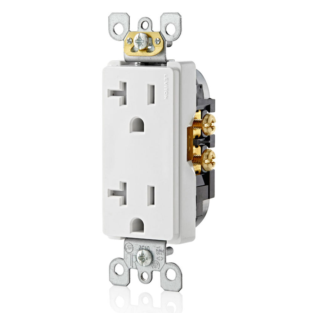 Leviton T5825-W Decora Tamper Resistant Duplex Receptacle 20 Amp 125 Volt NEMA 5-20R White