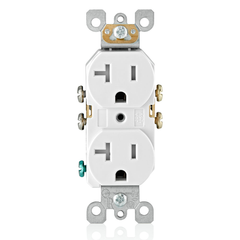 Leviton T5820-W Duplex Tamper Resistant Receptacle 20A 125V 5-20R