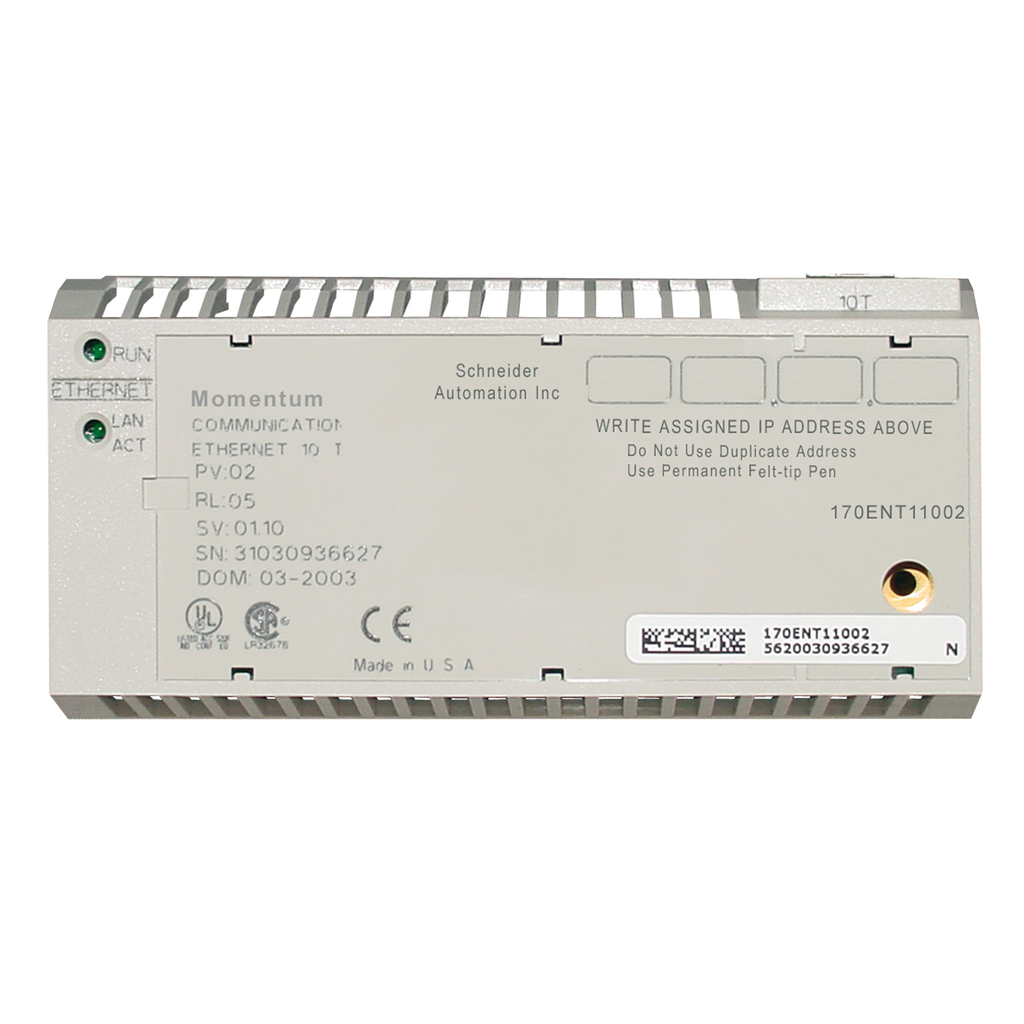 Schneider Electric 170ENT11002 Modicon Momentum Ethernet Communication Adaptor 10 Mbps