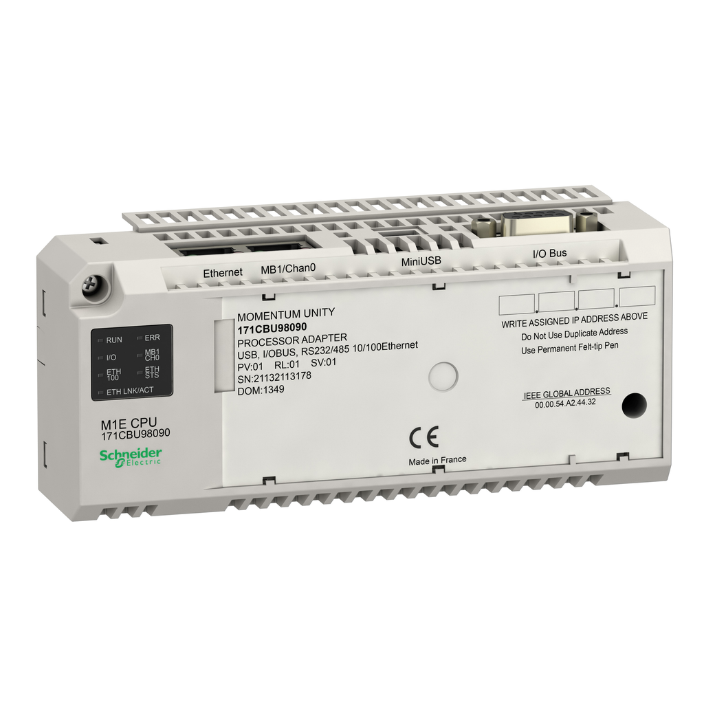 Schneider Electric 171CBU98090 Unity M1E processor - RS232/485 - Ethernet - USB - I/O bus