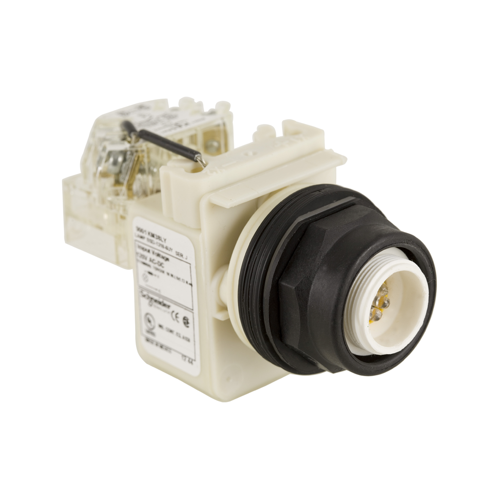 Square D 9001SKT38LY Push-to-test Pilot Light 120 VAC/VDC 30mm Yellow Lens