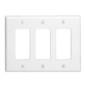 Leviton 80611-T 3-Gang Decora/gfci Device Decora Wallplate, Light Almond