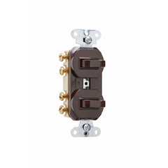 Pass & Seymour 693 15 Amp 120/277 VAC 3-Way Brown Non-Grounding Duplex Combination Switch