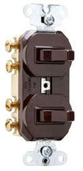 Pass & Seymour 693 15 Amp 120/277 VAC 3-Way Brown Non-Grounding Duplex Combination Switch